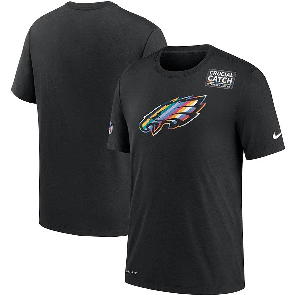 Men's Philadelphia Eagles Black Sideline Crucial Catch Performance T-Shirt 2020